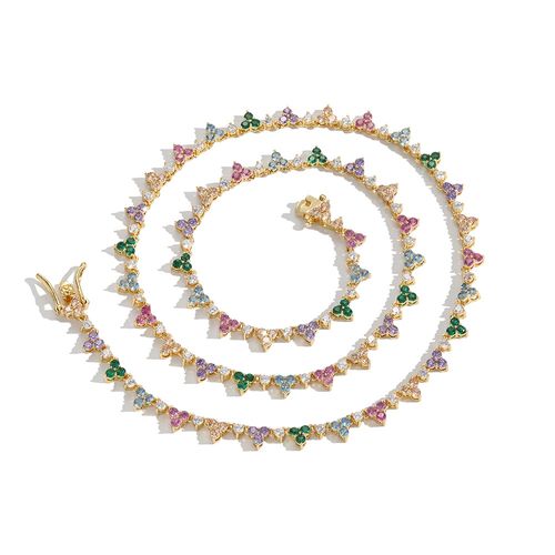 2mm Colorful Flower Shape Tennis Chain for Women Men