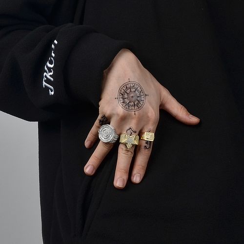 Hip Hop Solid 925 Sterling Silver Iced Star Ring for Men Women