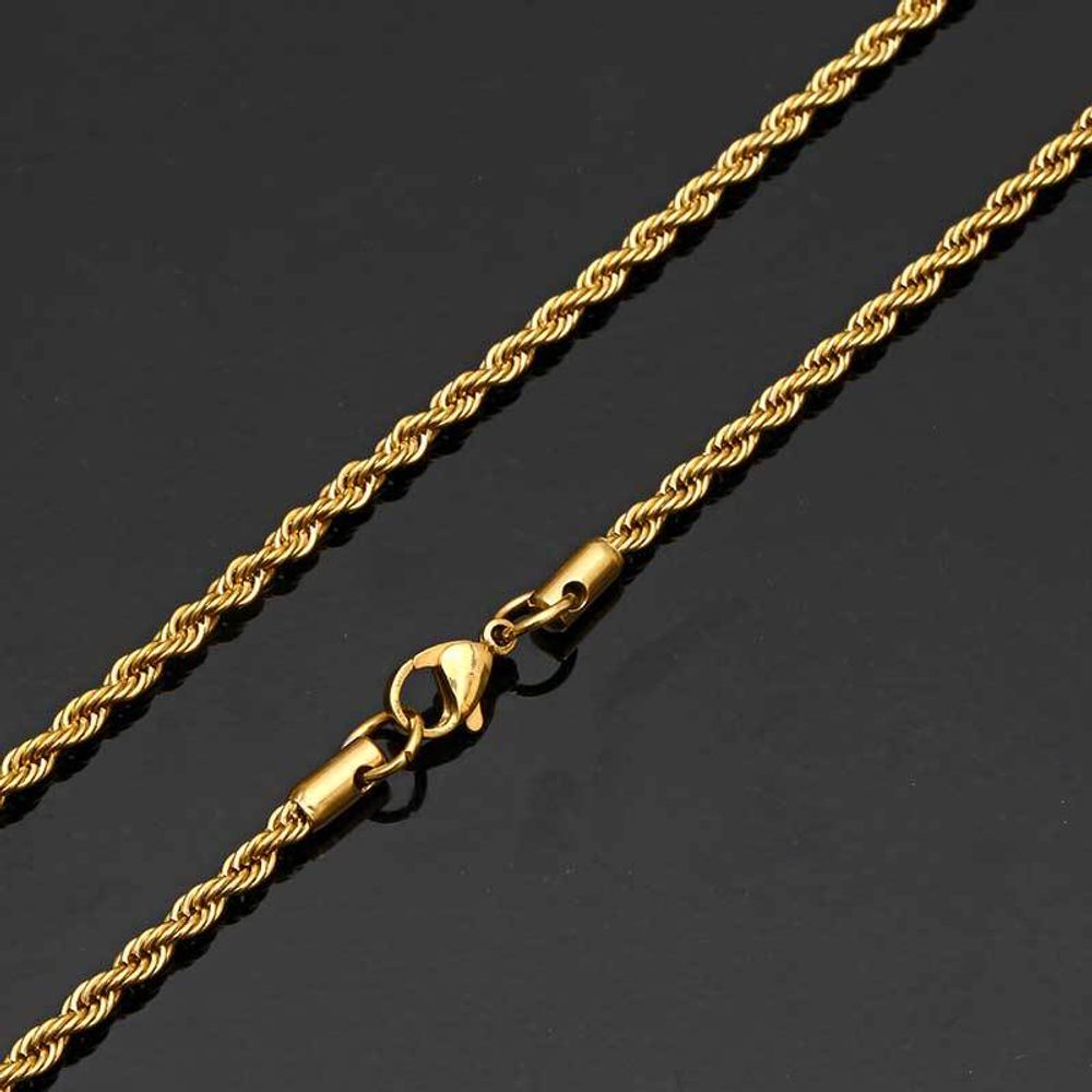 2mm/2.5mm/3mm/4mm/5mm 18K Gold Plated Rope Chain for Men Women