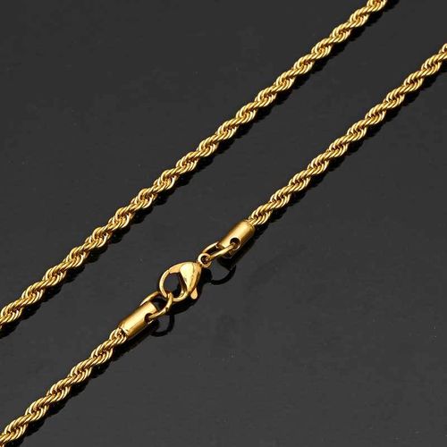2mm/2.5mm/3mm/4mm/5mm 18K Gold Plated Rope Chain for Men Women