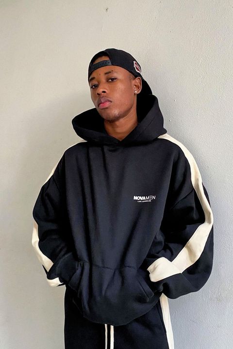 Tyson Everyday Oversized Striped Hoodie - Black