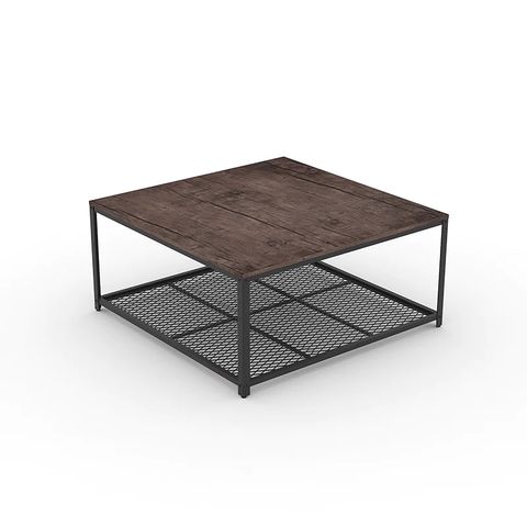 Table basse carrée avec rangement en treillis métallique