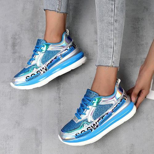 Marvelall Round Toe Metallic Patchwork Sneakers