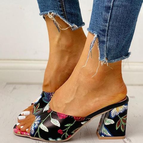 Sandales à talons épais Marvelall Peep Toe Print