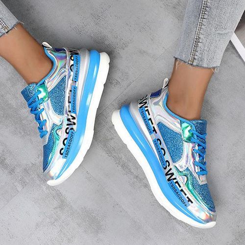 Marvelall Round Toe Metallic Patchwork Sneakers