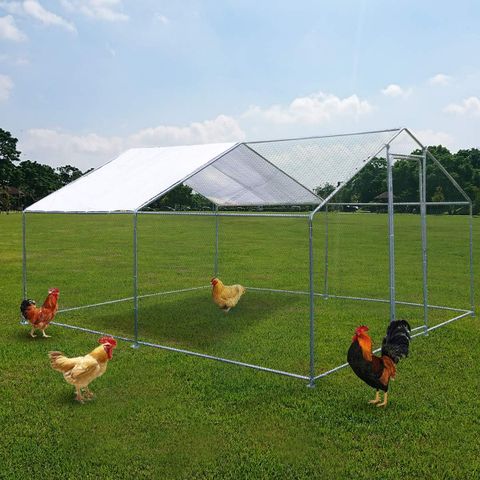 ECOLINEAR Gallinero de metal grande para exteriores y gallinero para 40 gallinas con cubierta, jaula para jardín y patio trasero (3x6x2)