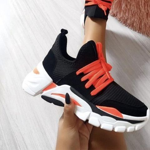 Zapatillas con plataforma de diseño de encaje naranja de Marvelall