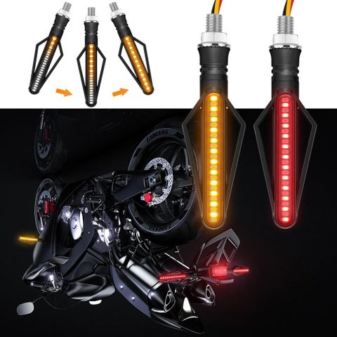 1Pc LED オートバイターンシグナルライトブレーキ流れる点滅バイクインジケータウインカーフラッシャーモトテールライト信号ランプ