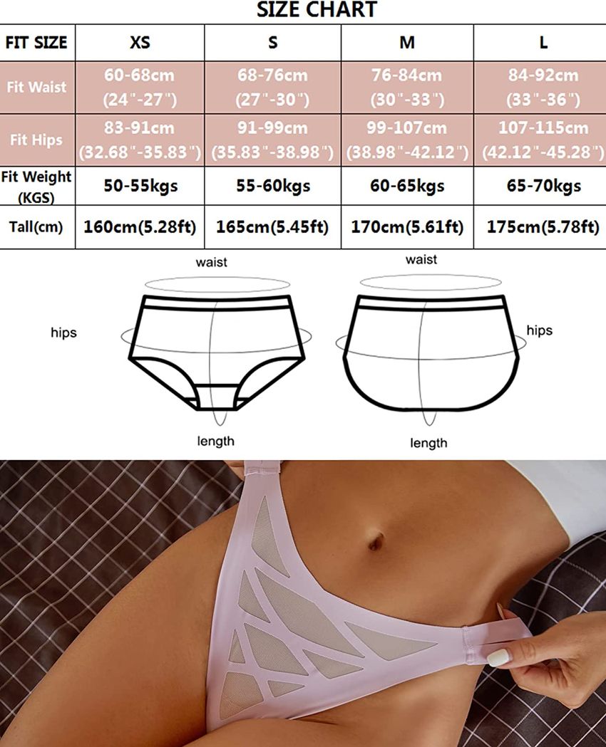 Thongs for Women Sexy Panties Seamless V String Breathable Mesh Stretch  Nylon No Show Thong Underwear