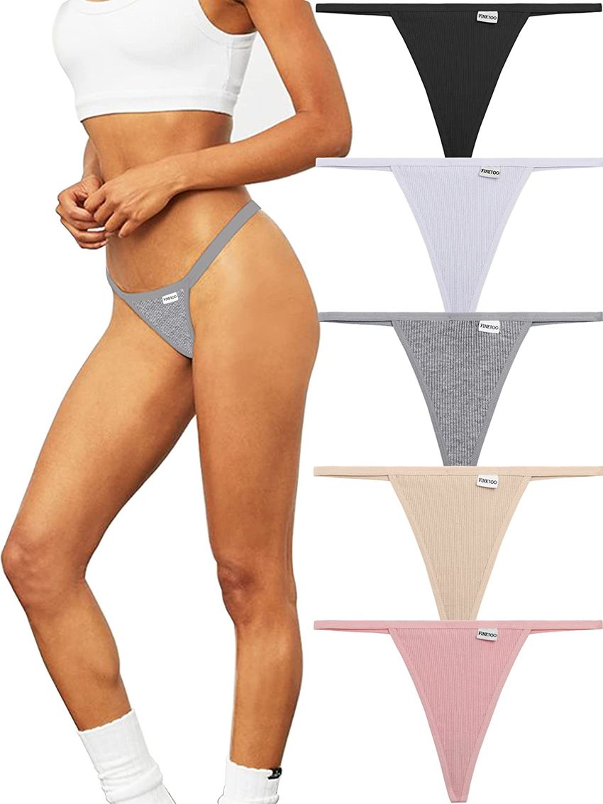 FINETOO 10 Pack G-String Thongs for Women Cotton Panties Stretch T