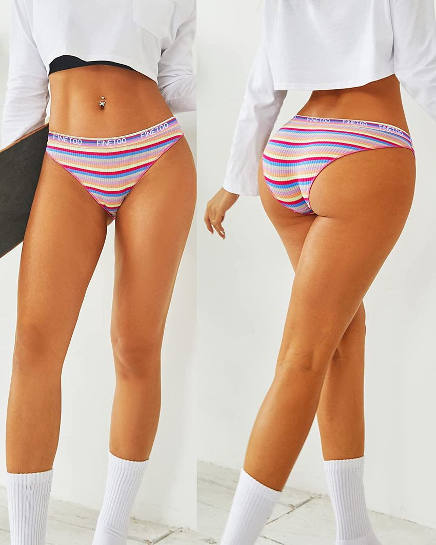 Buy Ruxia Women's Hipster Panties Seamless Low-Rise Cheekini Panty Soft  Stretch Bikini Underwear (Multi Colors,Pack of 5) L at