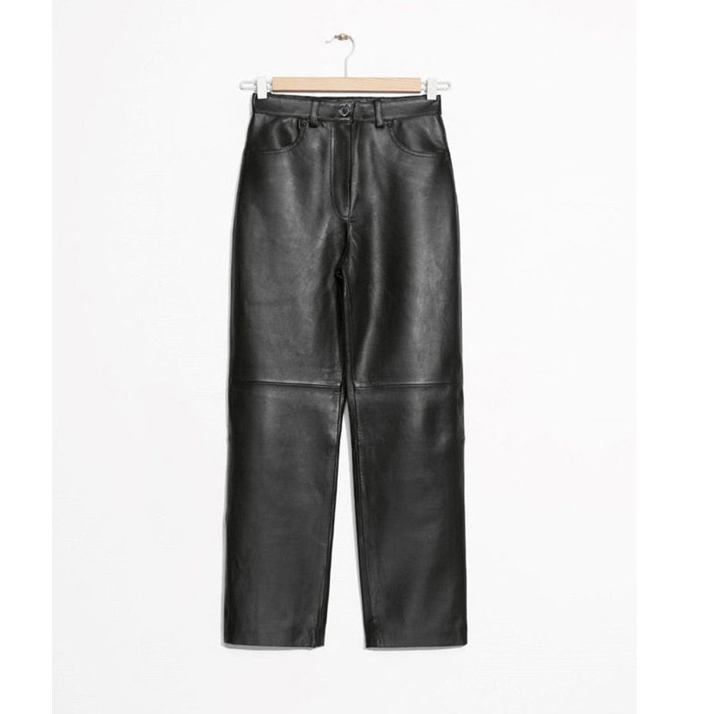 Classic Casual Faux  Leather Pants