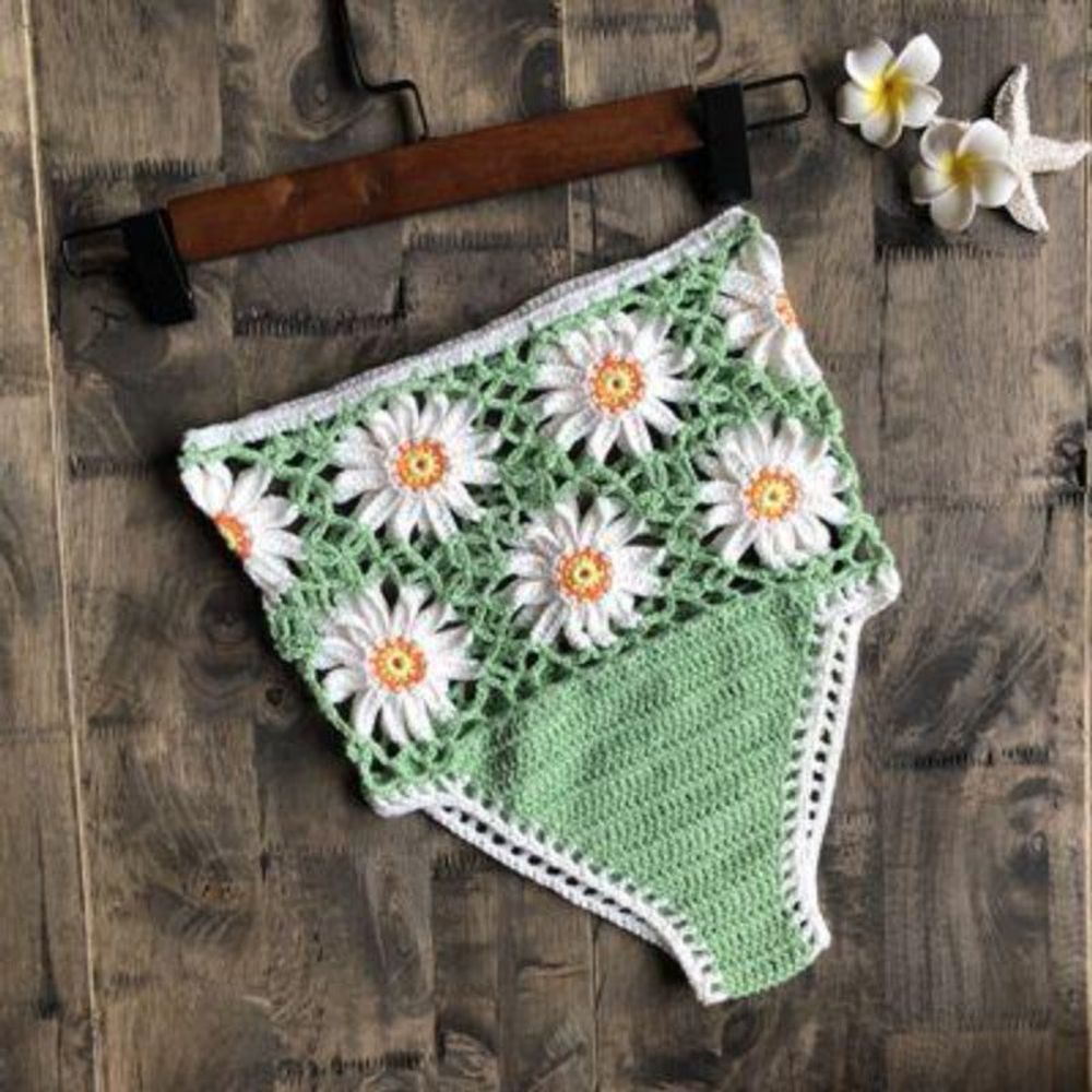 Flower Hollow Crochet Swimsuit Bottoms