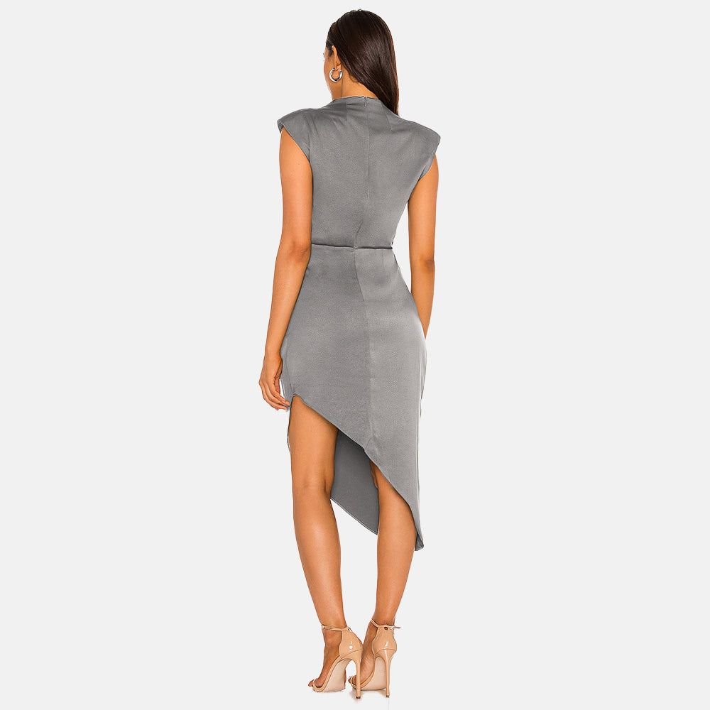 Sleeveless Irregular Diagonal Midi Dress