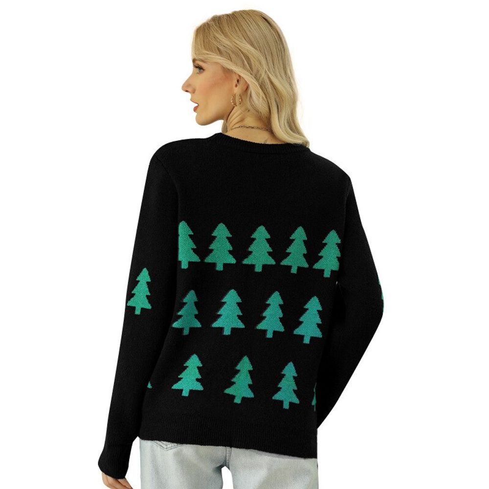Christmas Trees Pattern Long Sleeves Sweater