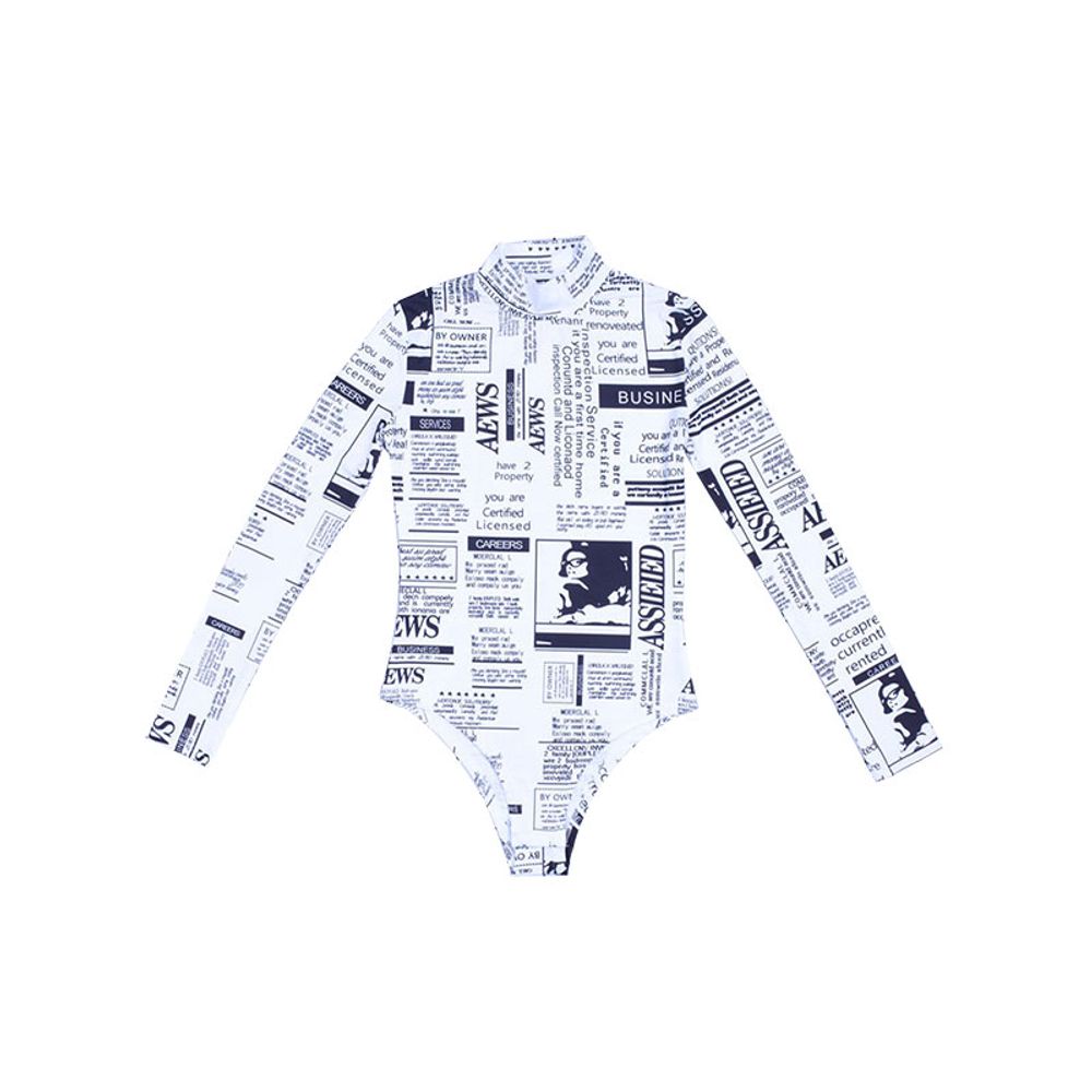 newspaper print bodysuit