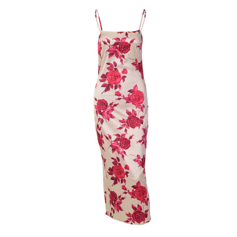 Floral Printed Sling Square Neck Maxi Dress