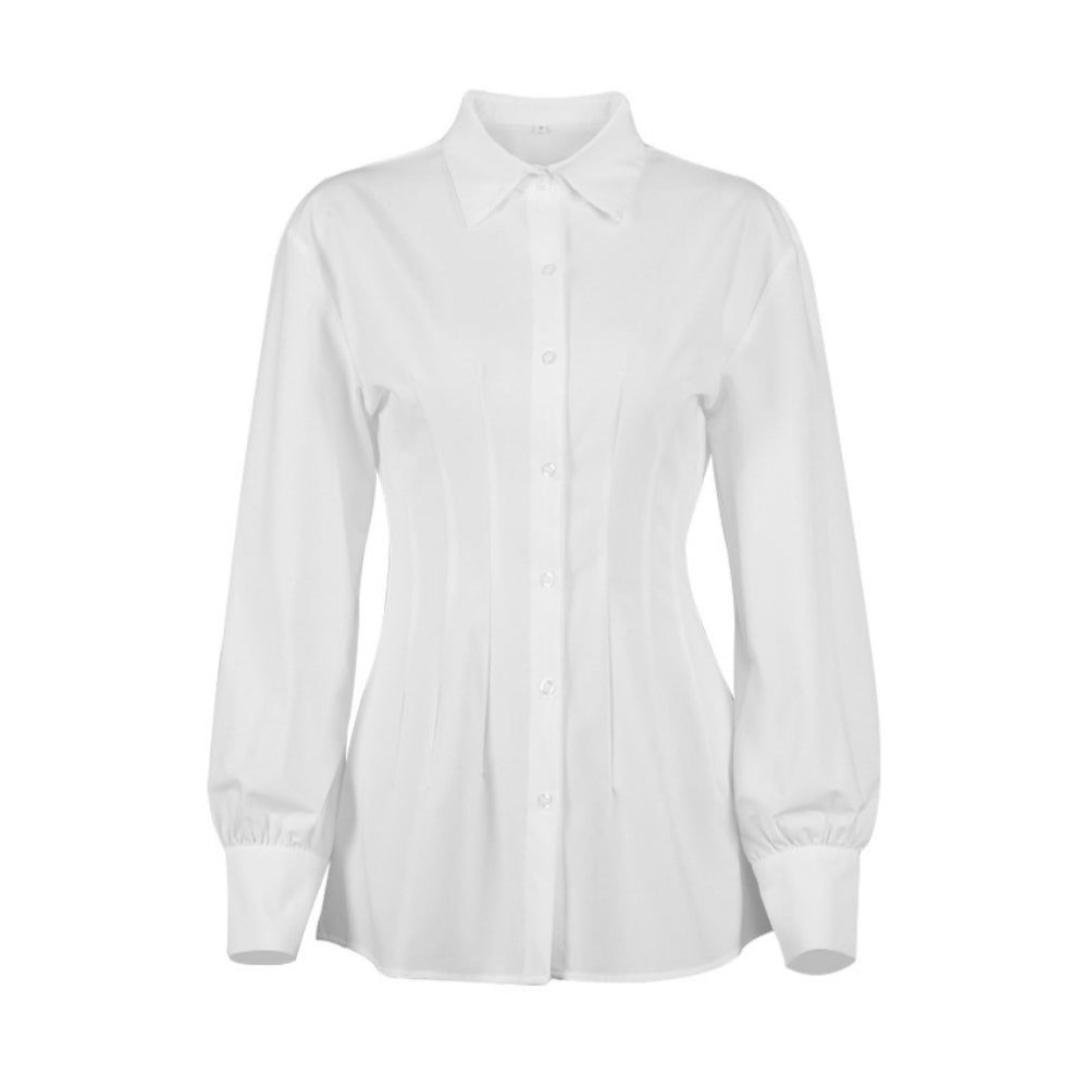 White Lapel Casual Slim Shirt