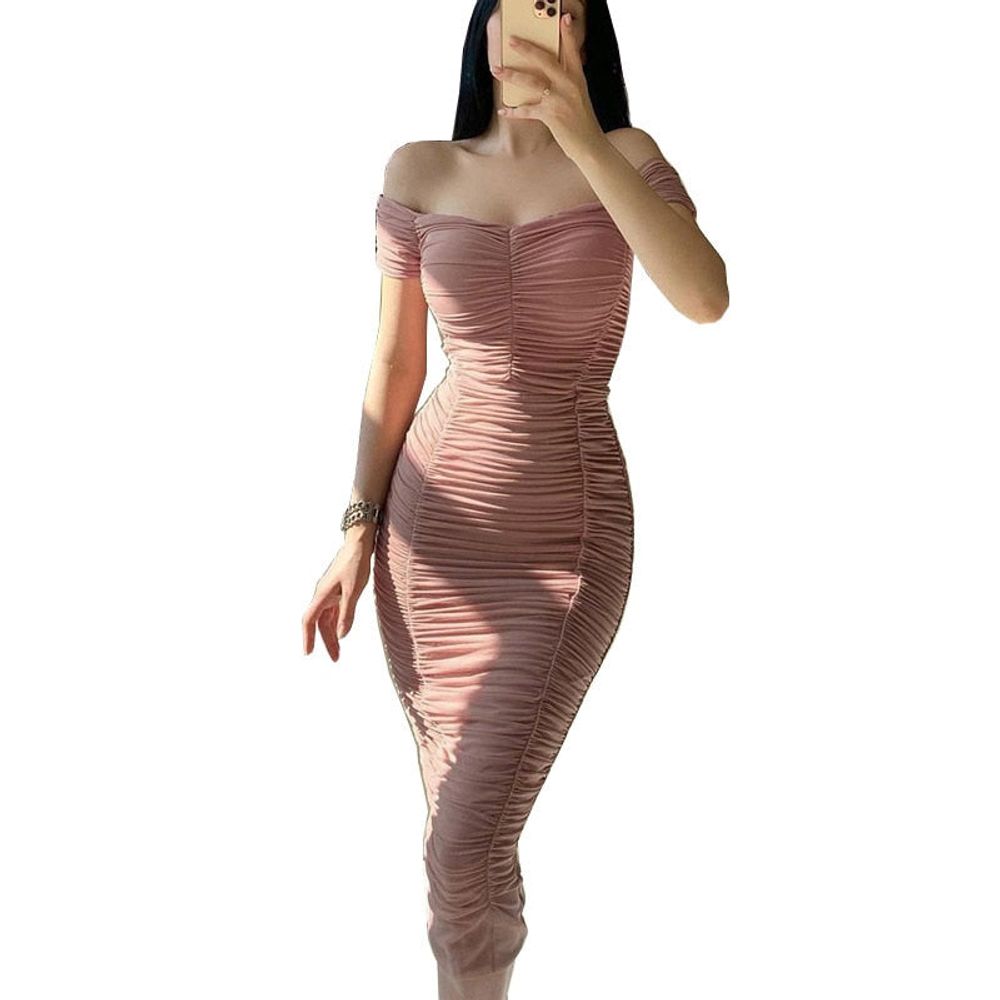 Off Shoulder Strapless Long Bodycon Dress