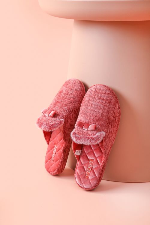 Chenille Fabric Winter Slipper