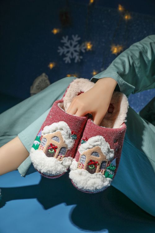 Zapatilla de invierno de tejer para interiores de Navidad