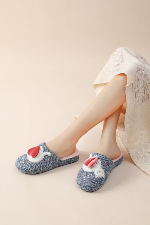Knitting Fabric Embroidery Anatomic Indoor Slipper