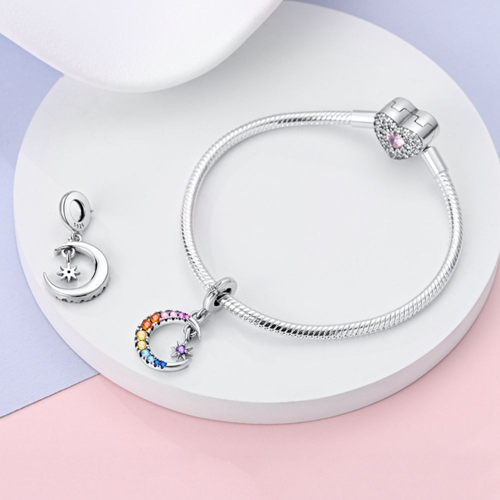 Colorful Star and Moon Charm