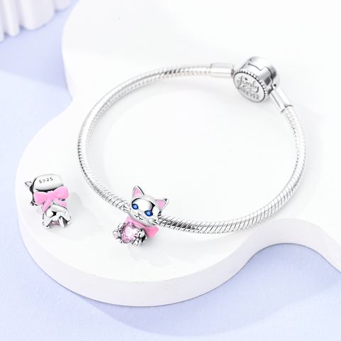 Pendentif coeur câlin chaton rose