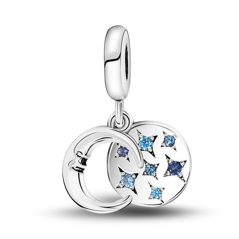 Inlaid Zircon Star and Moon Dangle