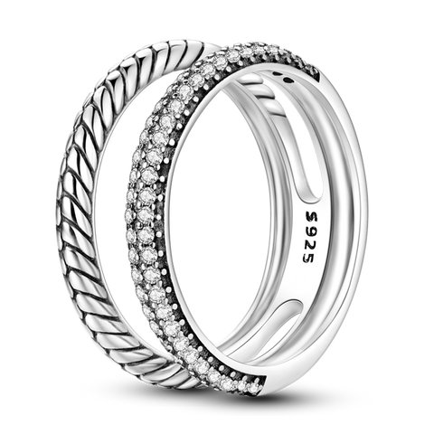 Zweireihiger Schlangen-Pavé-Ring