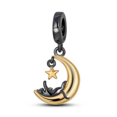 Charms pendants chat et lune