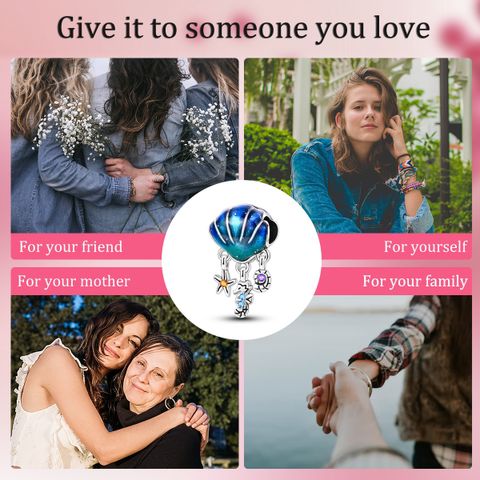Mula Noël européen en argent sterling 925, breloque personnalisable « Rêverie océanique », coquillage avec pompon et cordon, breloque adaptée aux bracelets pour femmes, bijoux