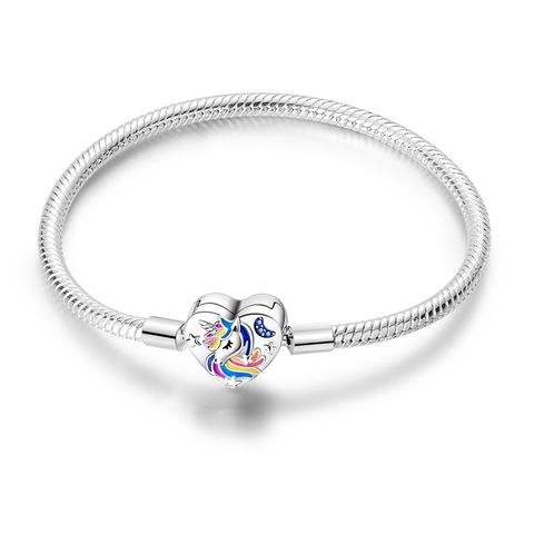 Pulseras de cadena de serpiente de unicornio en forma de corazón