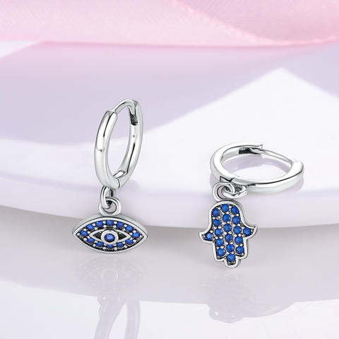 Boucles d'Oreilles Oeil du Diable Bleu