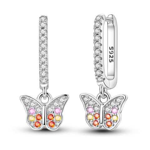 Little Colorful Butterflies with Stones U Row Earrings