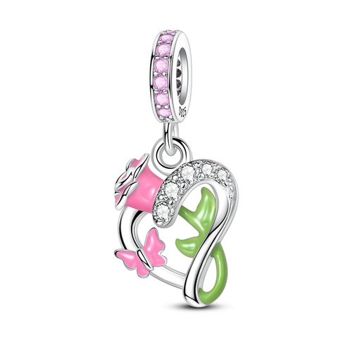 Heart Shaped Rose Butterfly Charms Bead