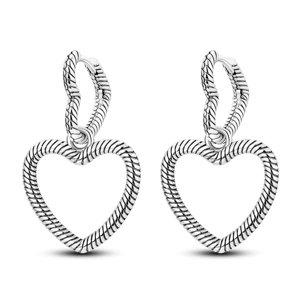 Snake Bone Pattern Heart Earrings