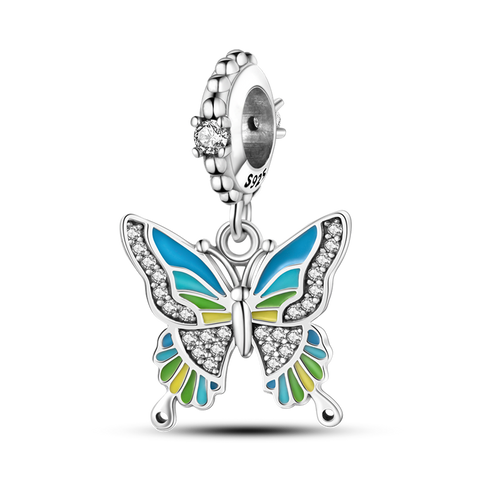 Pendentif papillon coloré incrusté