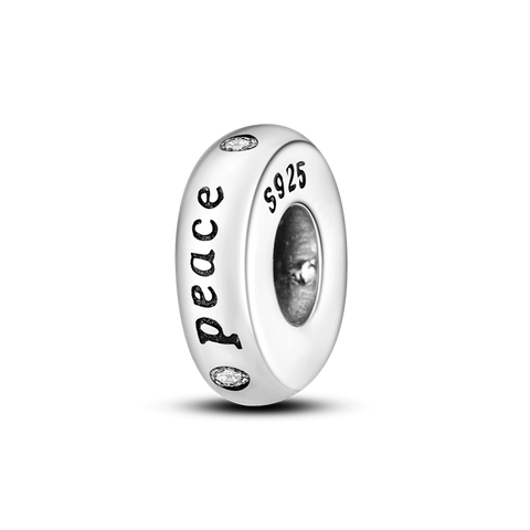 Silberne Peace-Spacer-Perlen