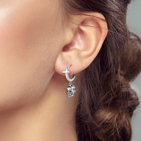MULA 925 Plata de Ley Oxidada Pendientes de Calavera de Halloween para Fiesta Joyas Regalo para Ella