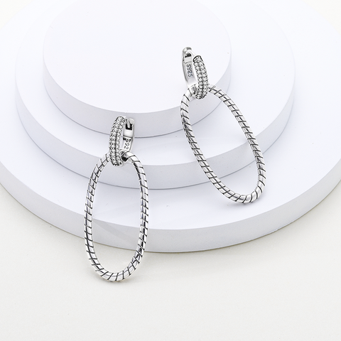 Oval Double Pavé Snake Earrings