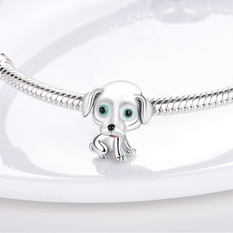 Silver Shake Head Dog Beads