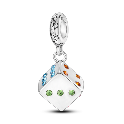 Inlaid Zircon Dice Dangle