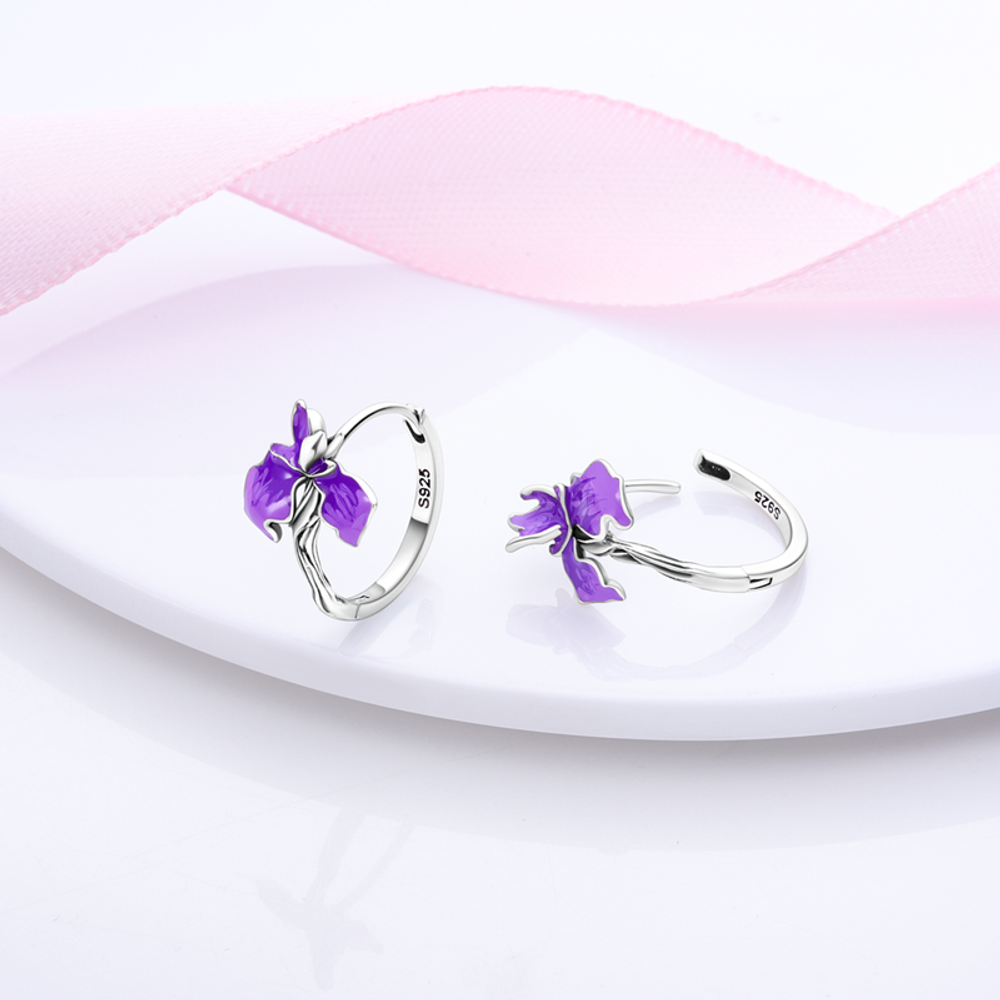 Purple Iris Earrings