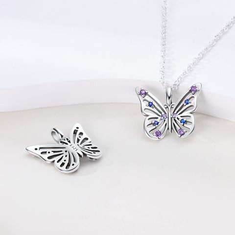 Collar de mariposa hueca azul púrpura