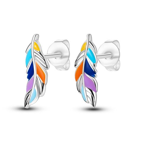 Colorful Feather Stud Earrings