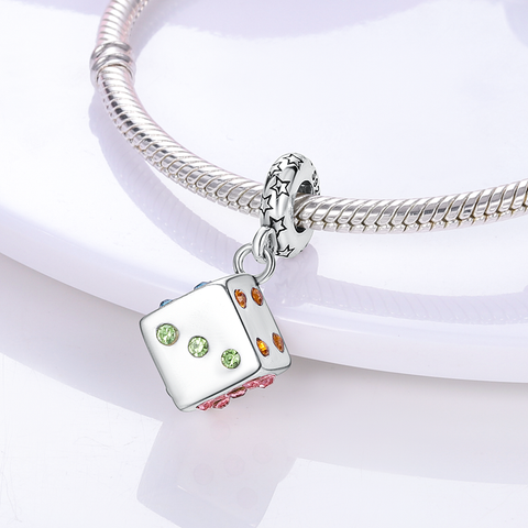 Inlaid Zircon Dice Dangle
