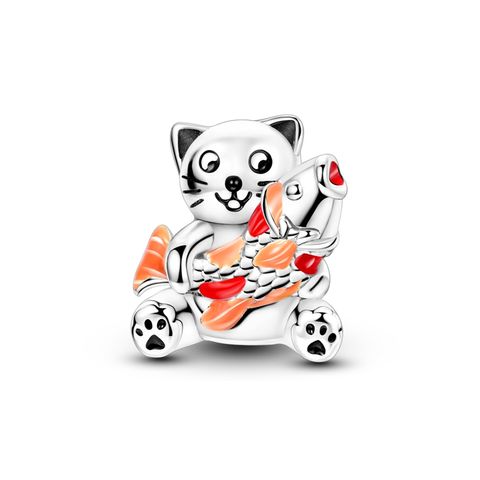 鯉を抱く猫のチャームビーズ