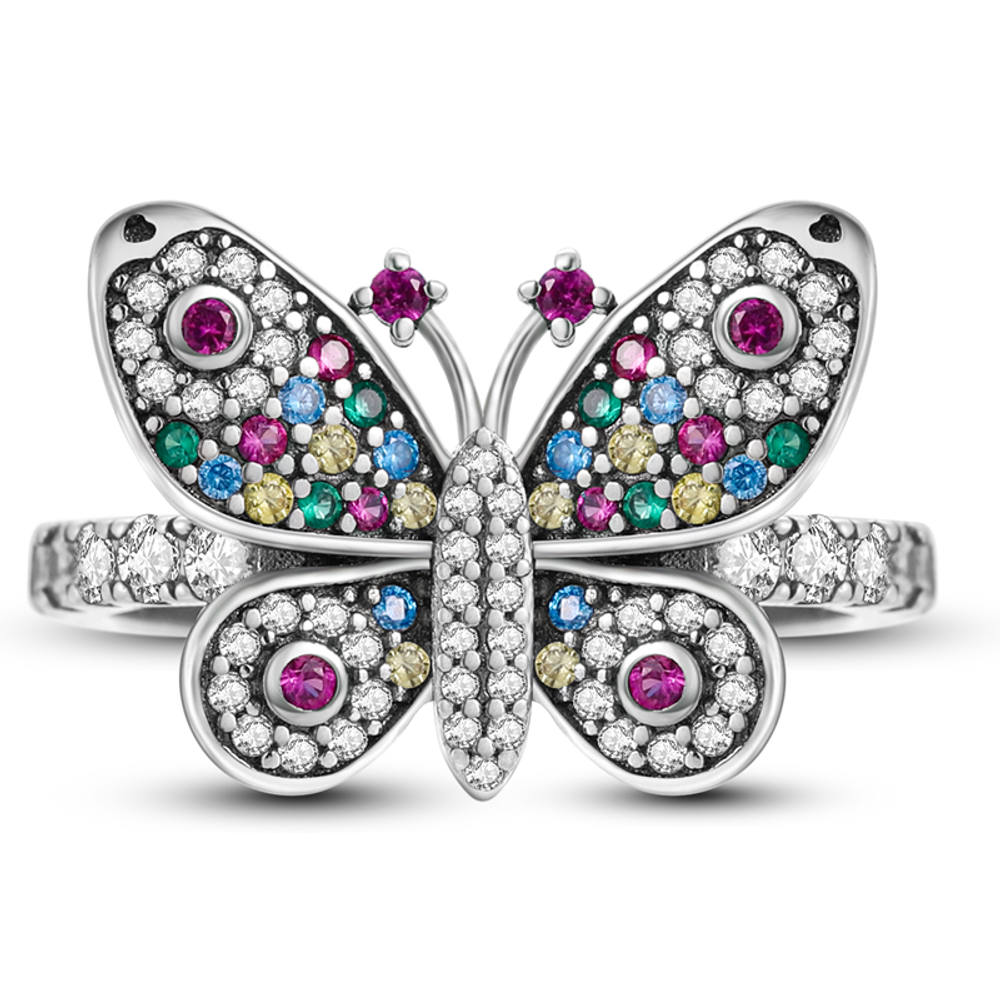 Inlaid Zircon Butterfly Rings