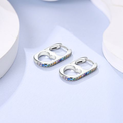 Colorful Inlaid Zircon Love U-shaped Earrings